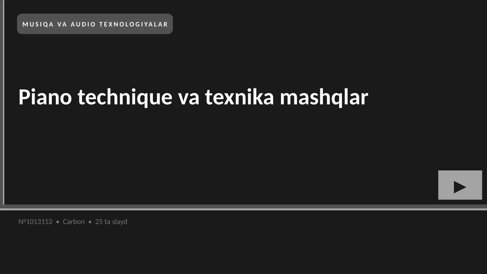 Piano technique va texnika mashqlar