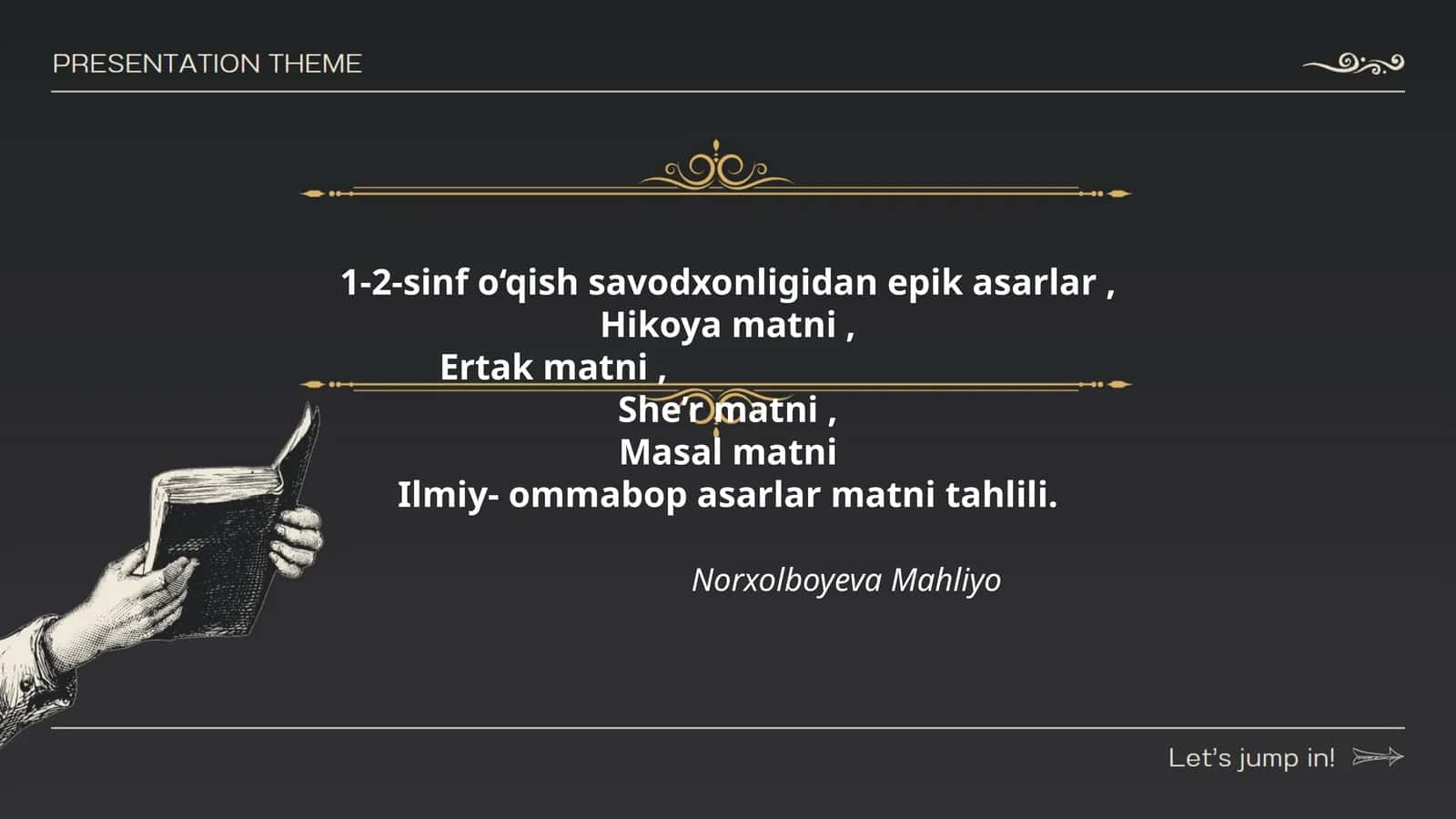1-2-sinf o‘qish savodxonligidan epik asarlar