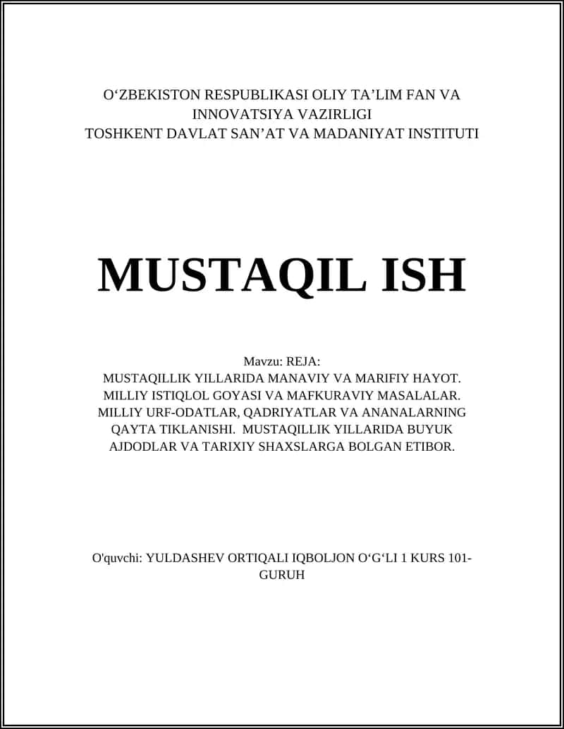MUSTAQIL ISH