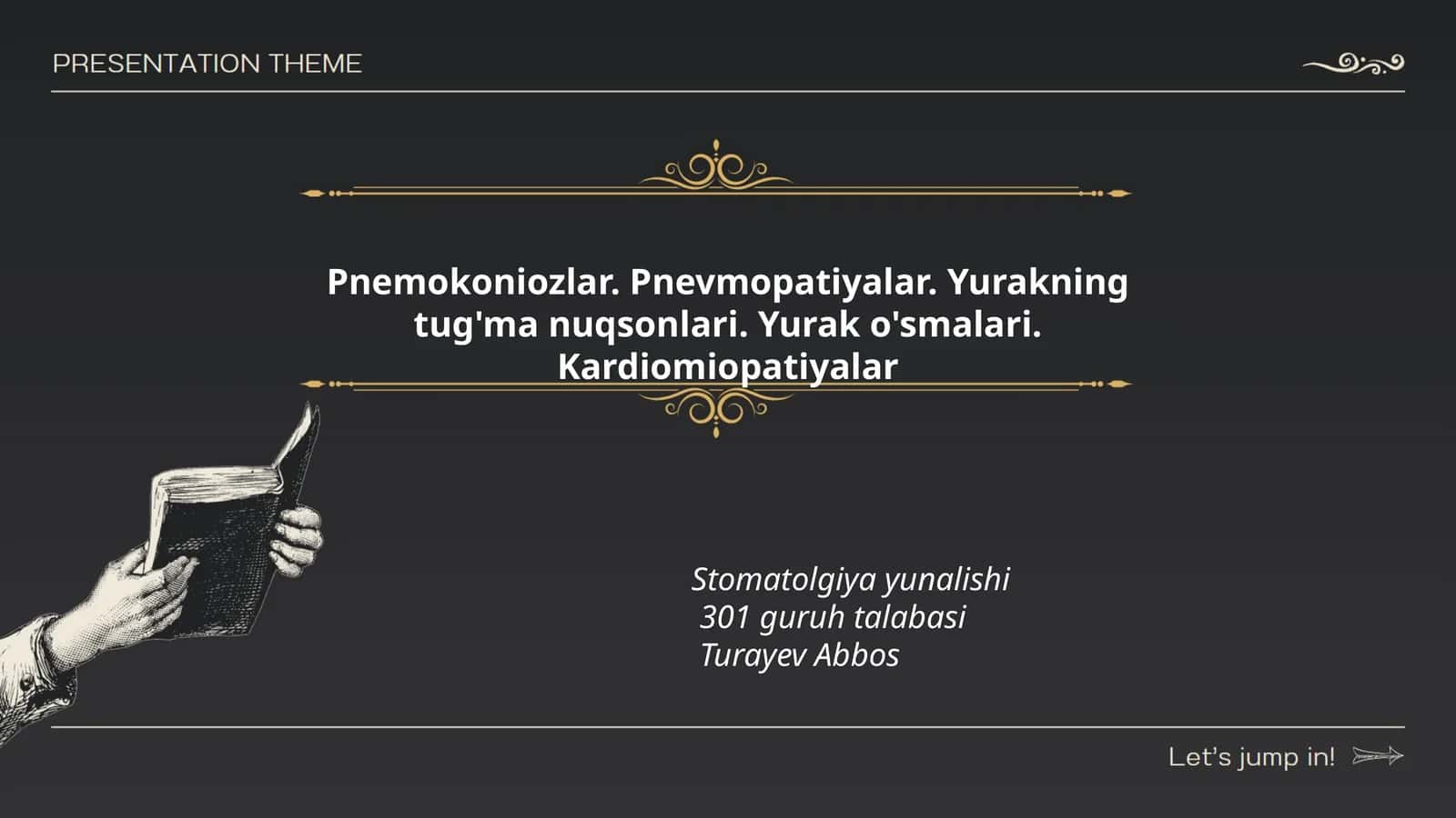 Pnemokoniozlar. Pnevmopatiyalar. Yurakning tug'ma nuqsonlari. Yurak o'smalari. Kardiomiopatiyalar