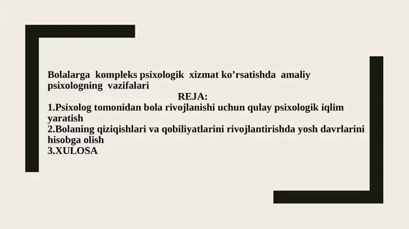Psixologik xizmat ko’rsatish