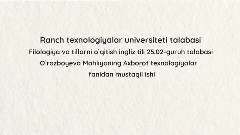 Axborot texnologiyalari