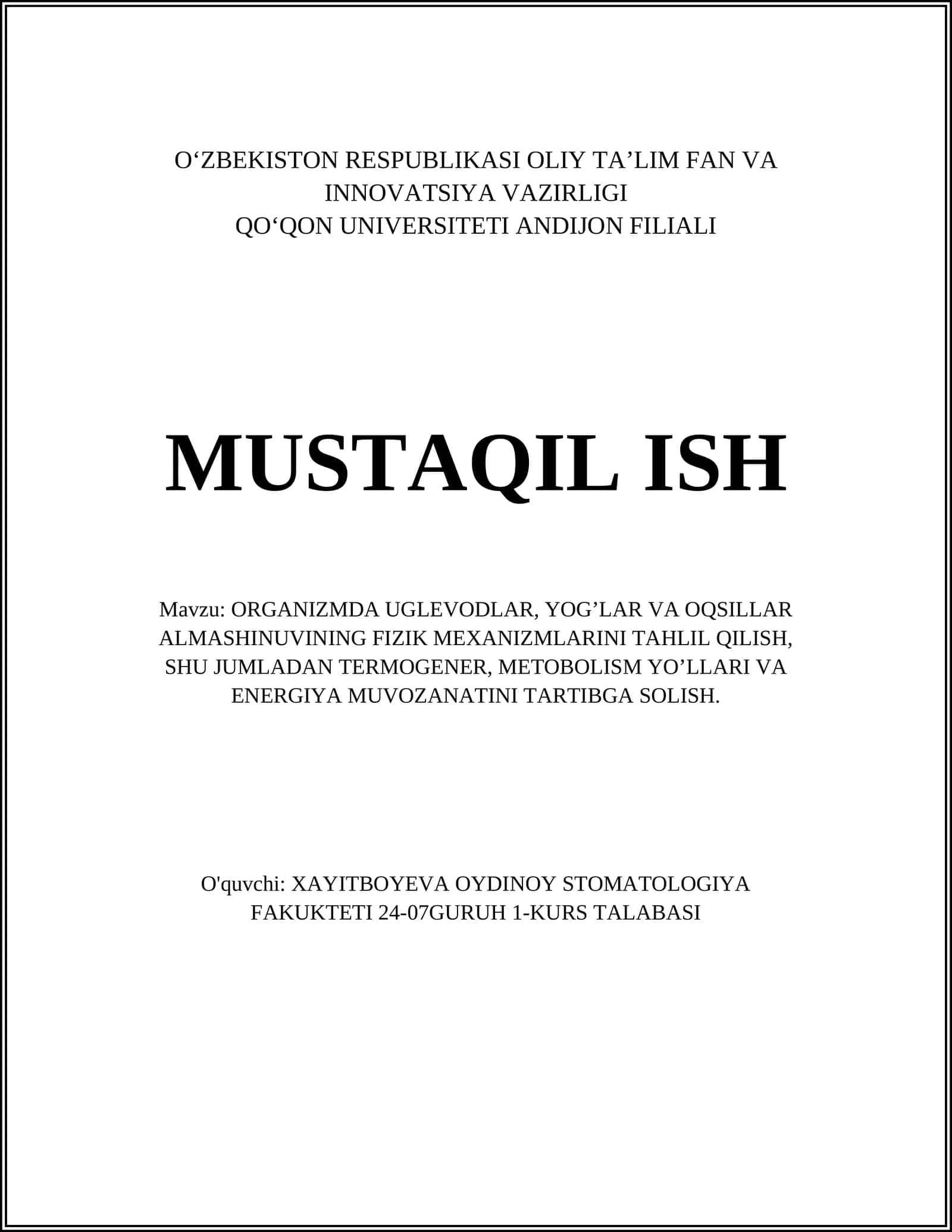 Uglevodlar Metabolizmi