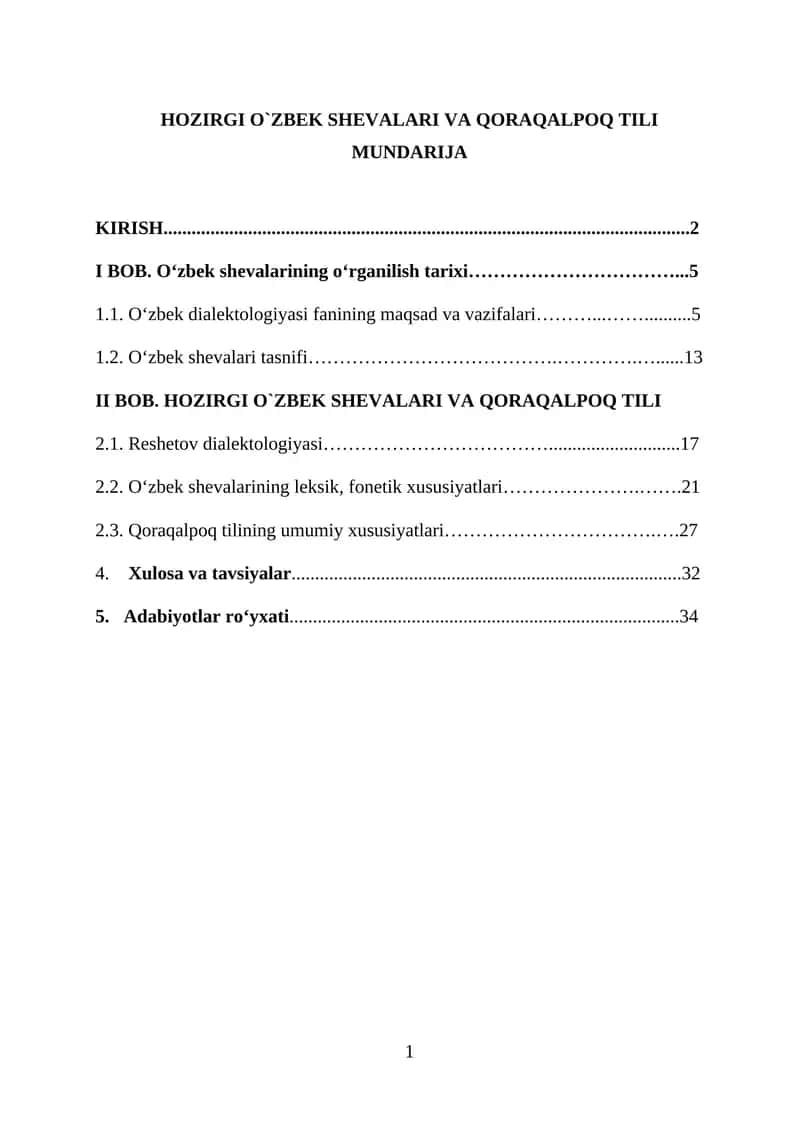 HOZIRGI O`ZBEK SHEVALARI VA QORAQALPOQ TILI