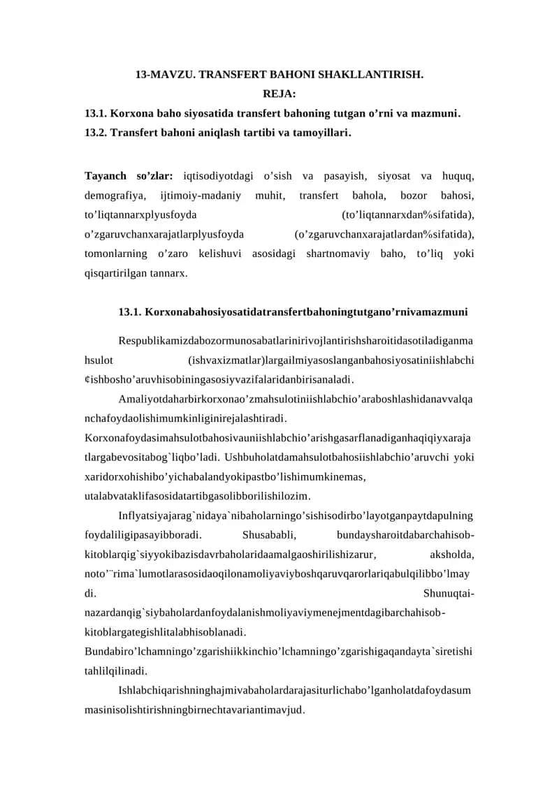 TRANSFERT BAHONI SHAKLLANTIRISH