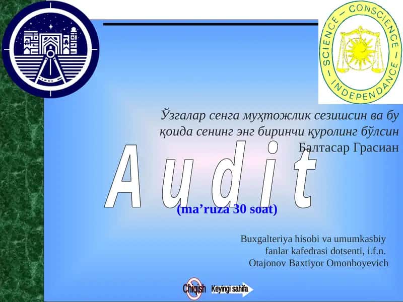 Auditorlik faoliyatining mohiyati va vazifalari
