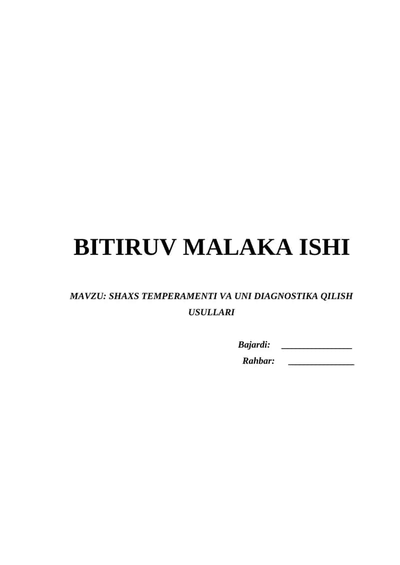 Bitiruv malakaviy ishi