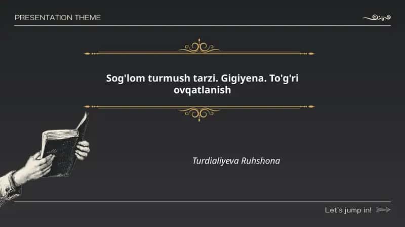 Sog'lom turmush tarzi. Gigiyena. To'g'ri ovqatlanish