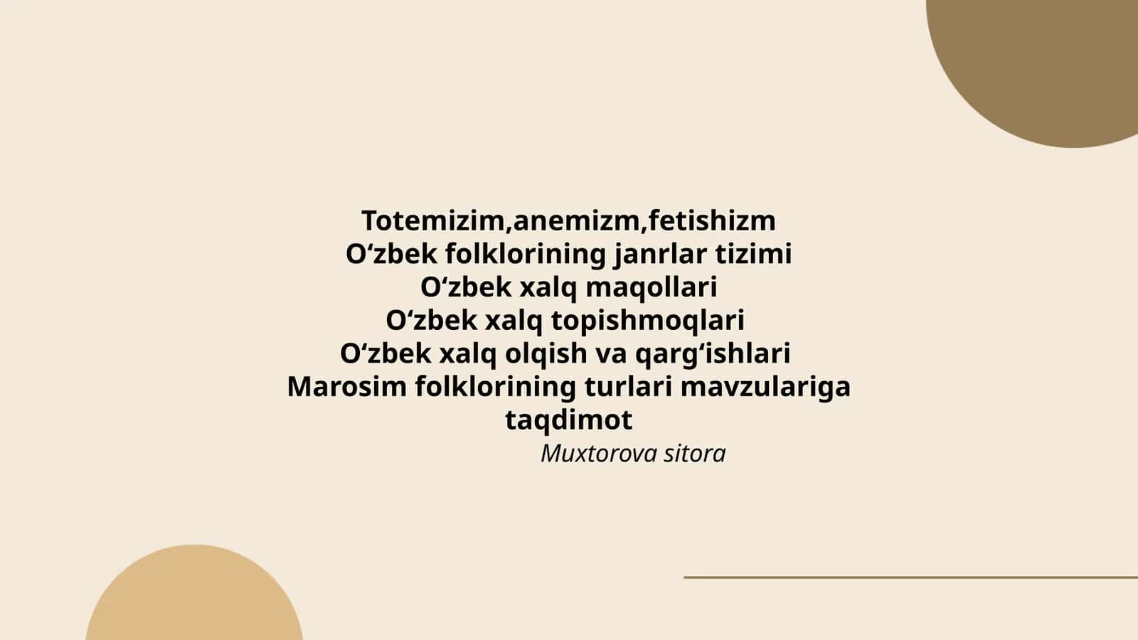 Oʻzbek folklorining janrlar tizimi
