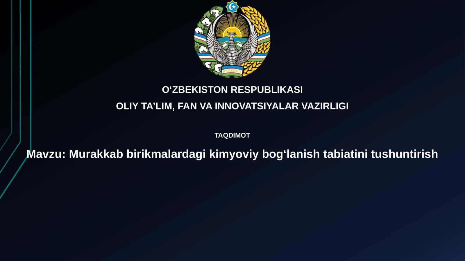 Murakkab birikmalar dagi kimyoviy bog'lanish