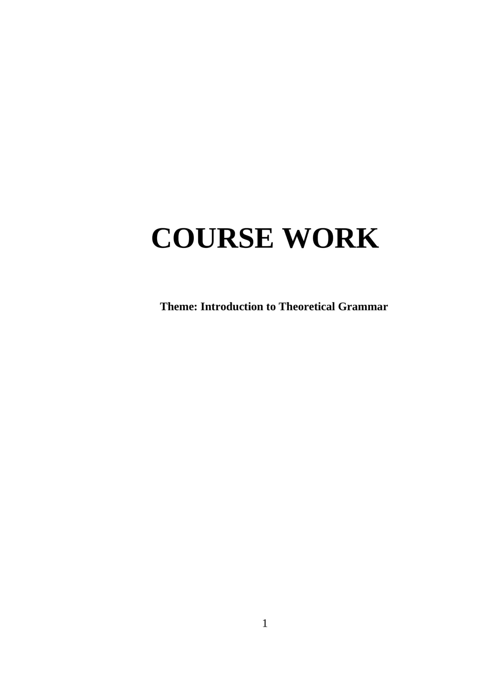 Introduction to Theoretical Grammar