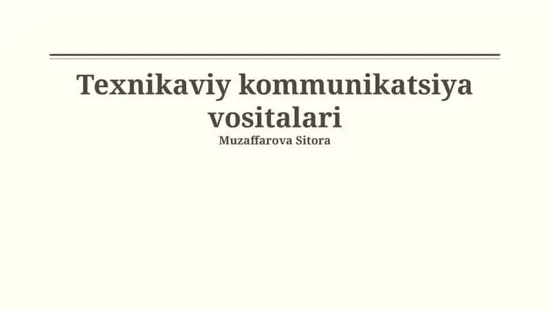 Texnik Kommunikatsiya Vositalari