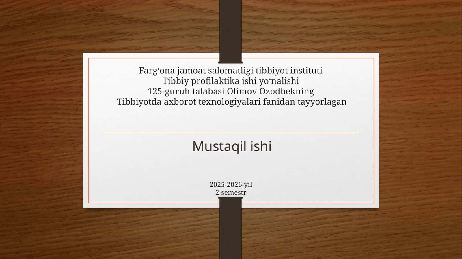 Tibbiyotda axborot texnologiyalari