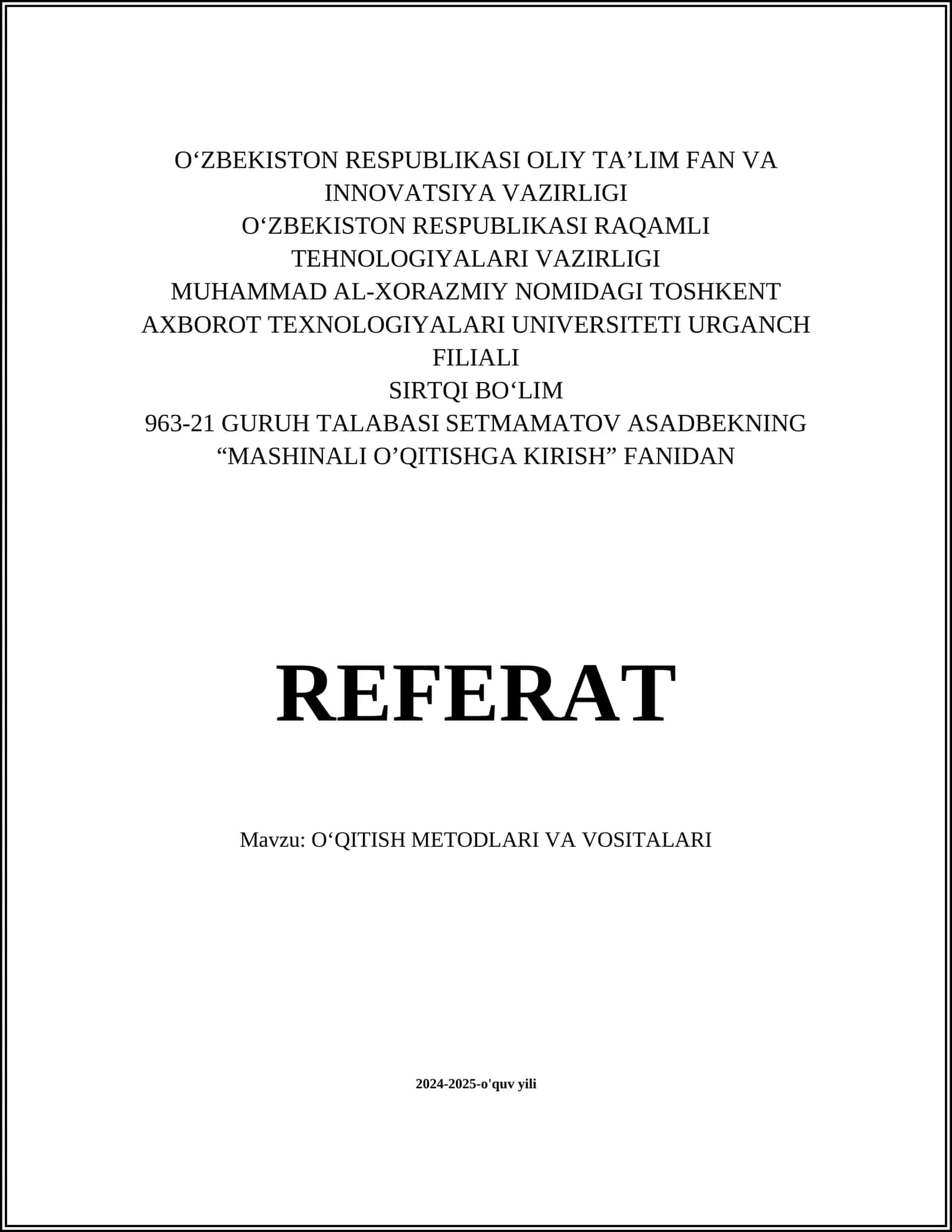 Anʼanaviy oʻqitish metodlari
