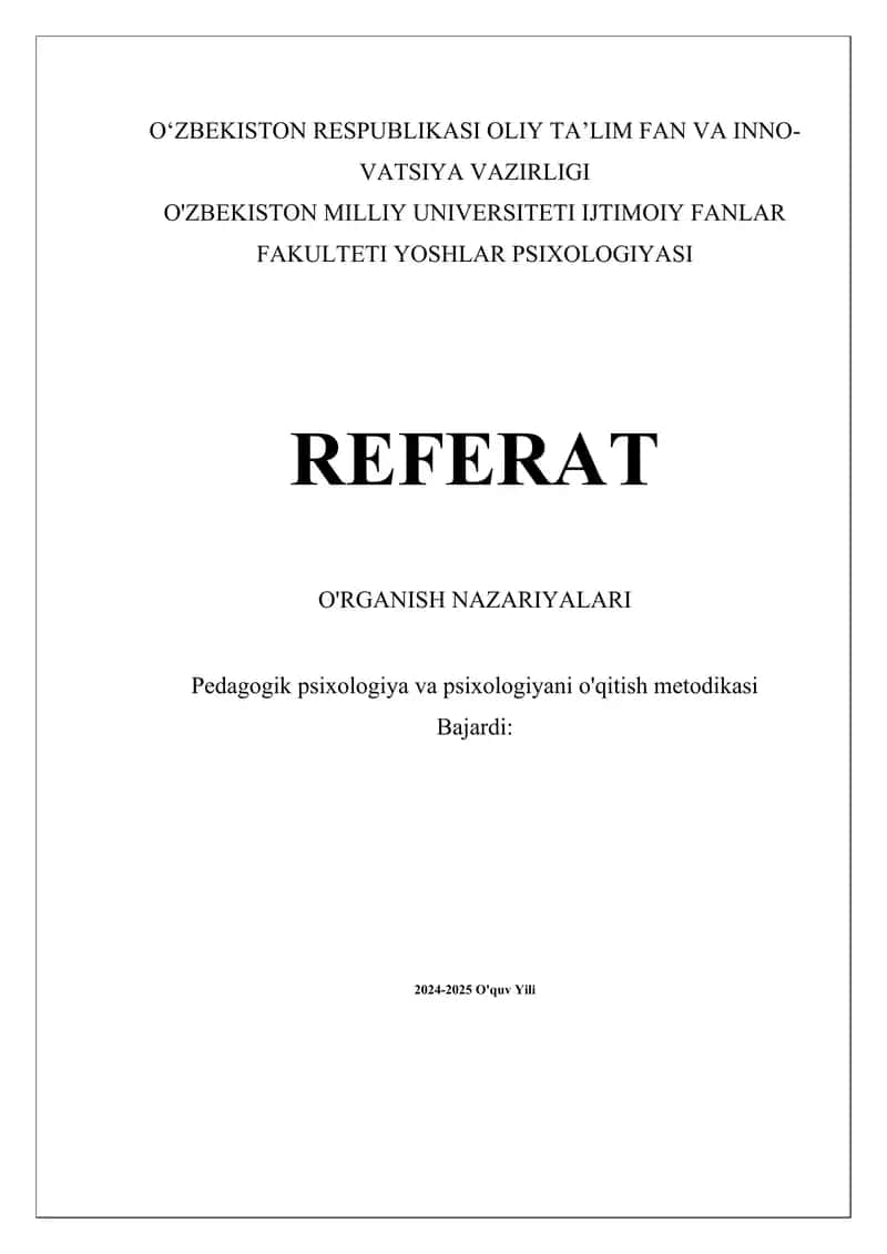 O'RGANISH NAZARIYALARI