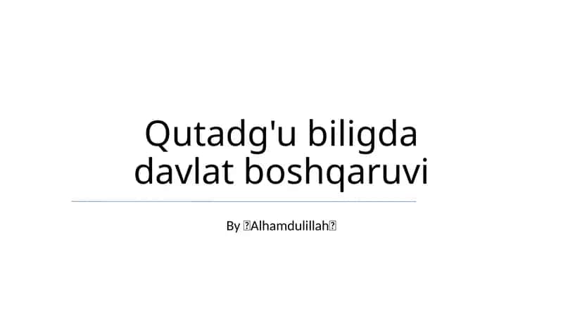Qutadg'u biligda davlat boshqaruvi