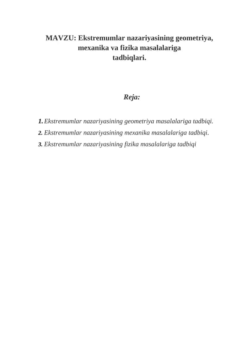 Ekstremumlar nazariyasi