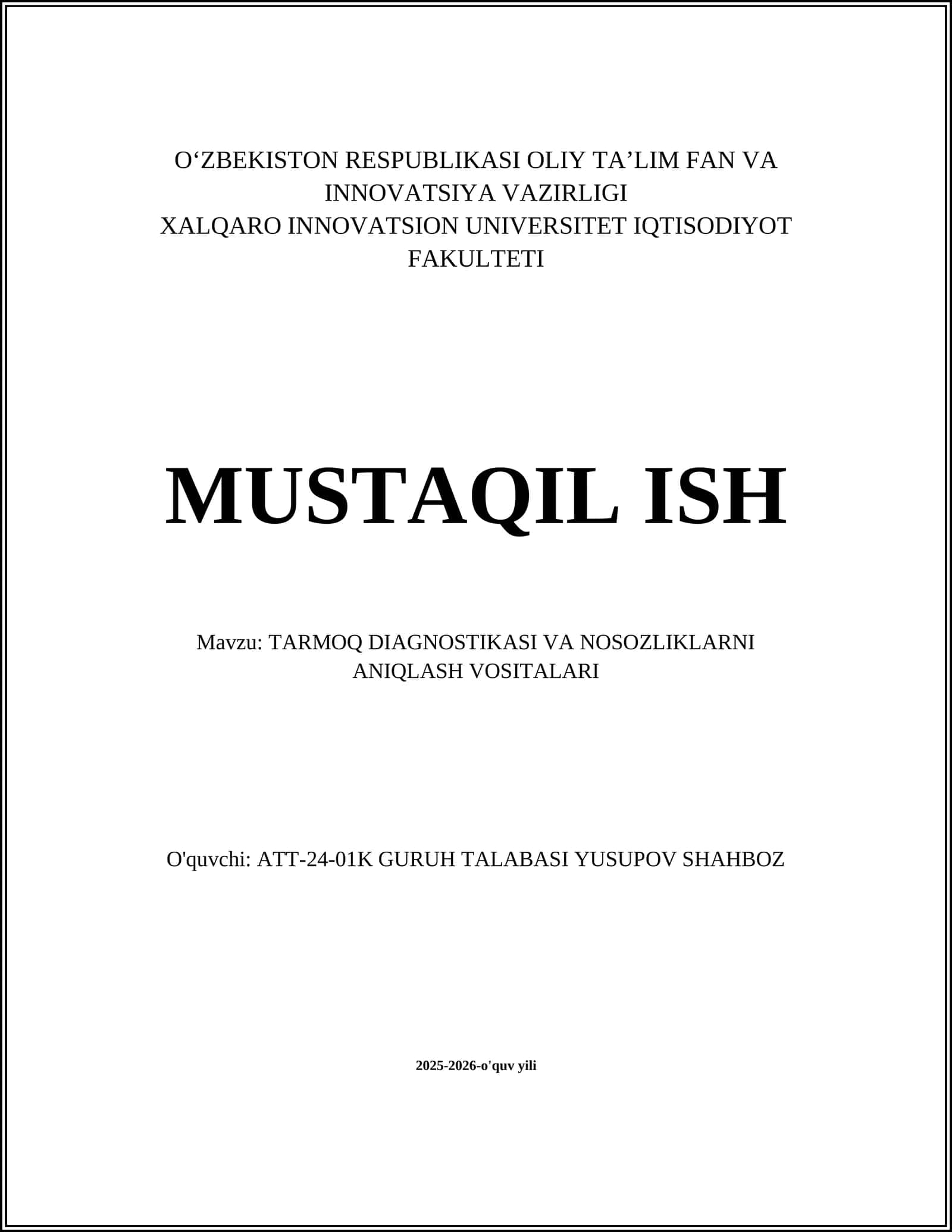 TARMOQ DIAGNOSTIKASI VA NOSOZLIKLARNI ANIQLASH VOSITALARI