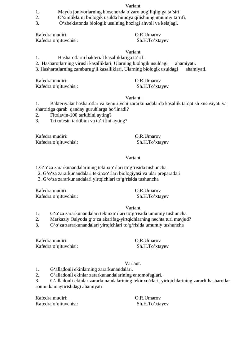 Hasharotlarning biologik usuldagi ahamiyati
