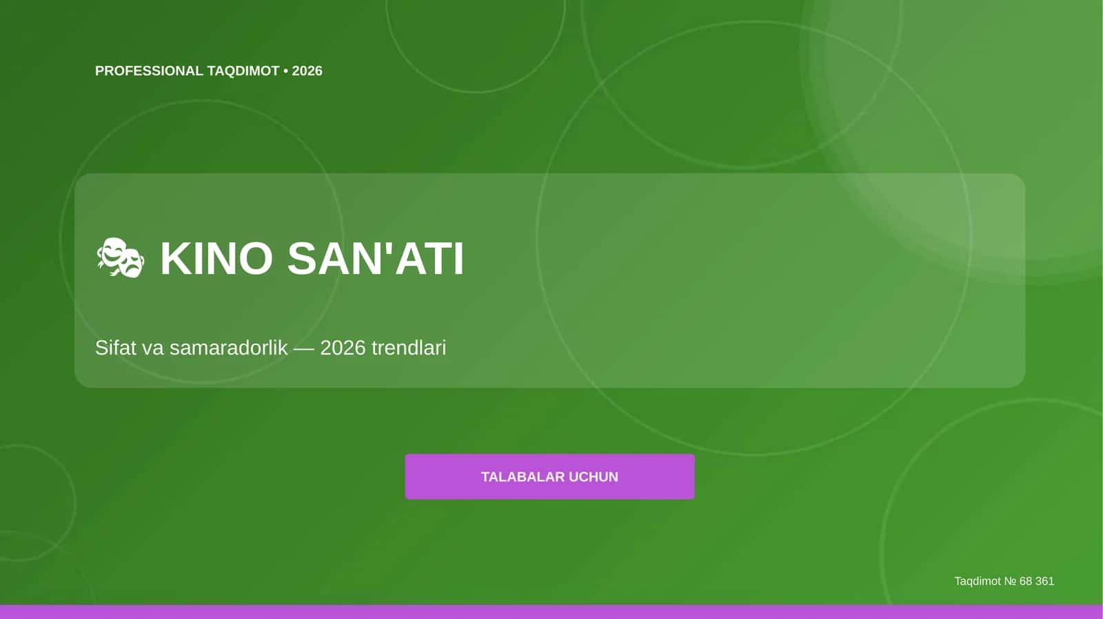 Kino san'ati: sifat va samaradorlik (2026 trendlari) [talabalar uchun]