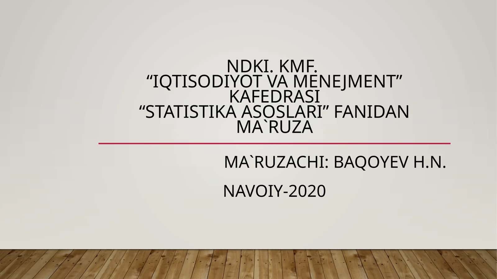 STATISTIKA ASOSLARI