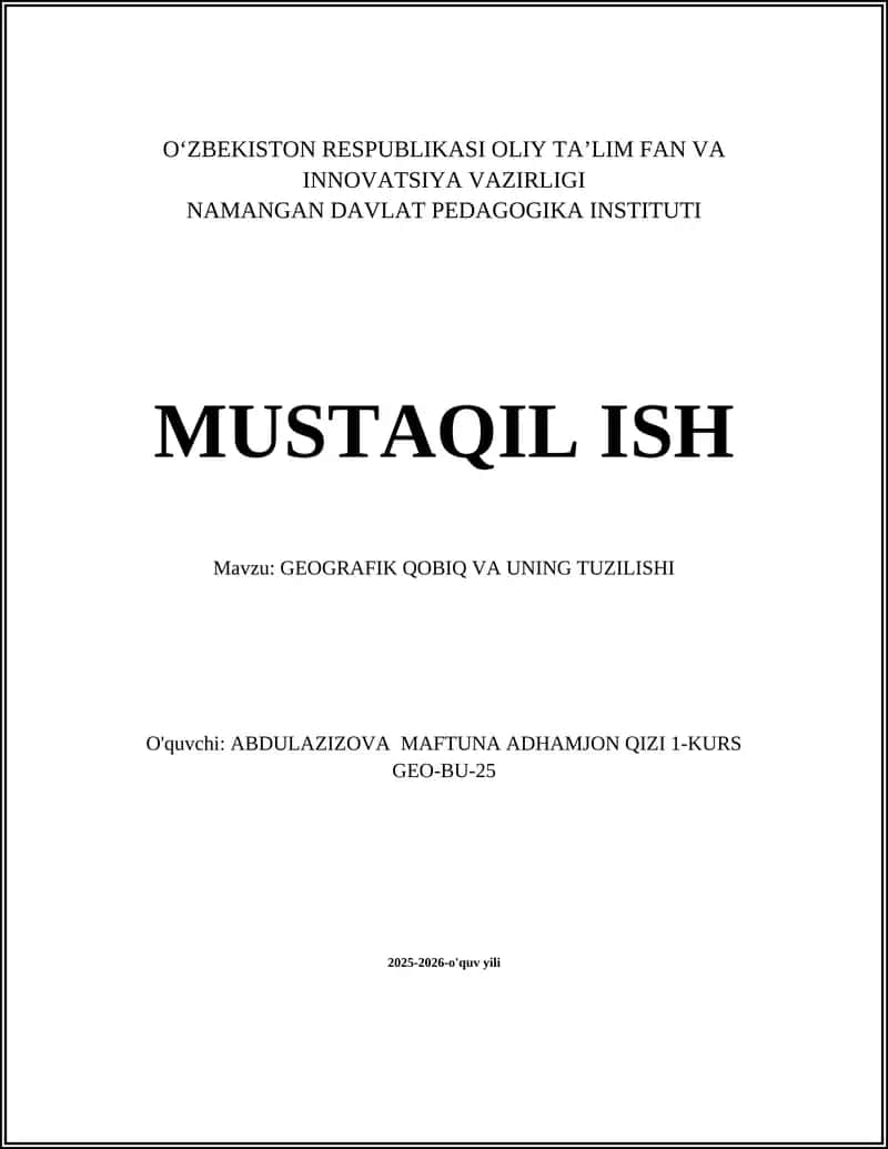 GEOGRAFIK QOBIQ VA UNING TUZILISHI