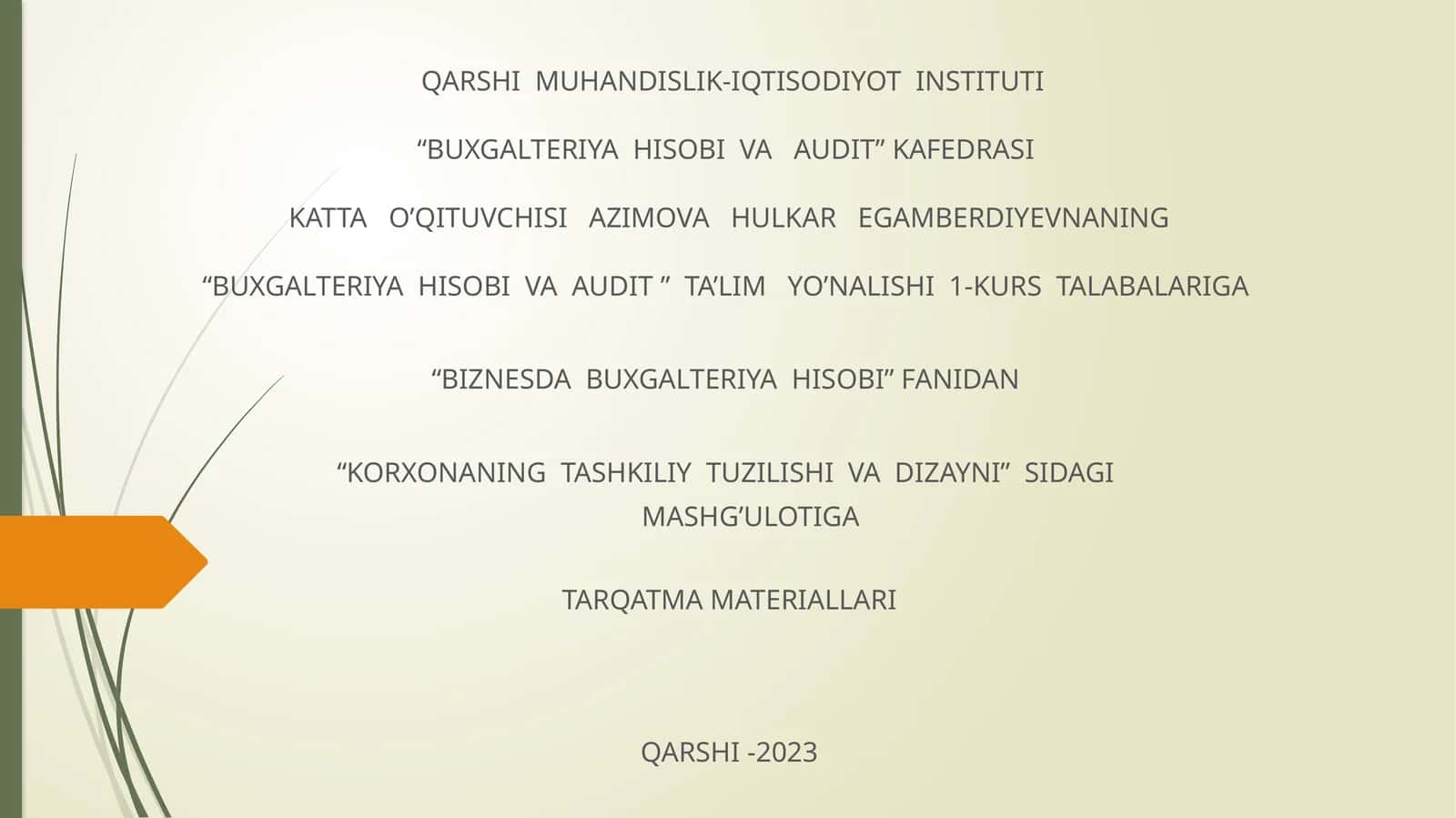 KORXONANING TASHKILIY TUZILISHI VA DIZAYNI