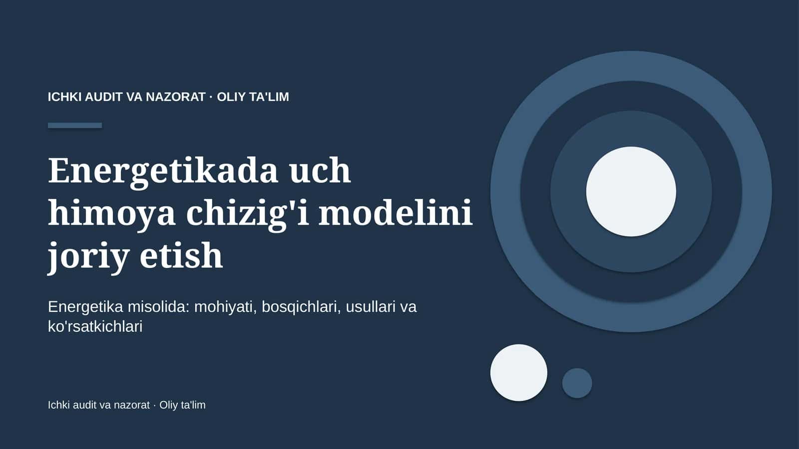 Energetikada uch himoya chizig'i modelini joriy etish