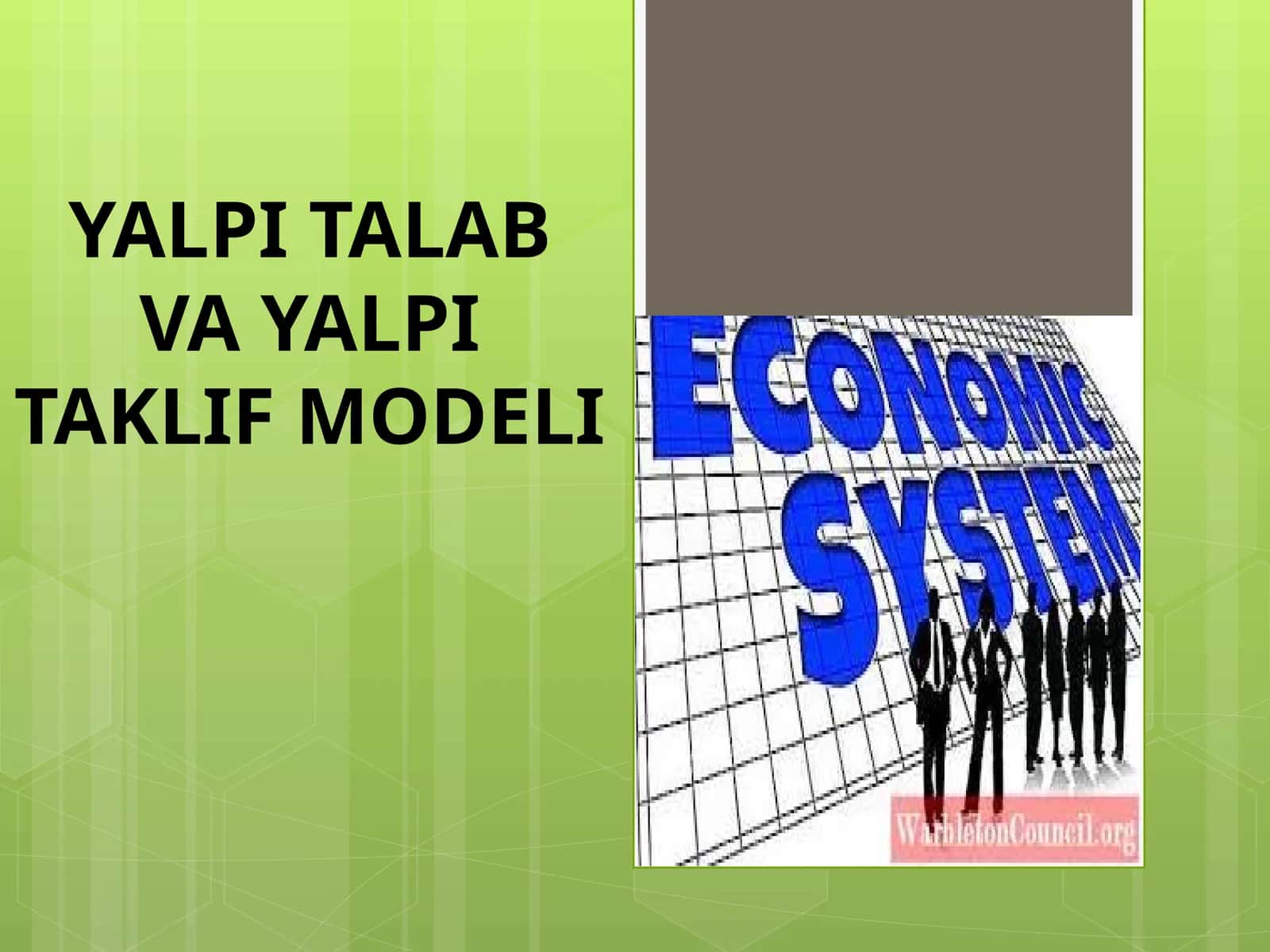 YALPI TALAB VA YALPI TAKLIF MODELI