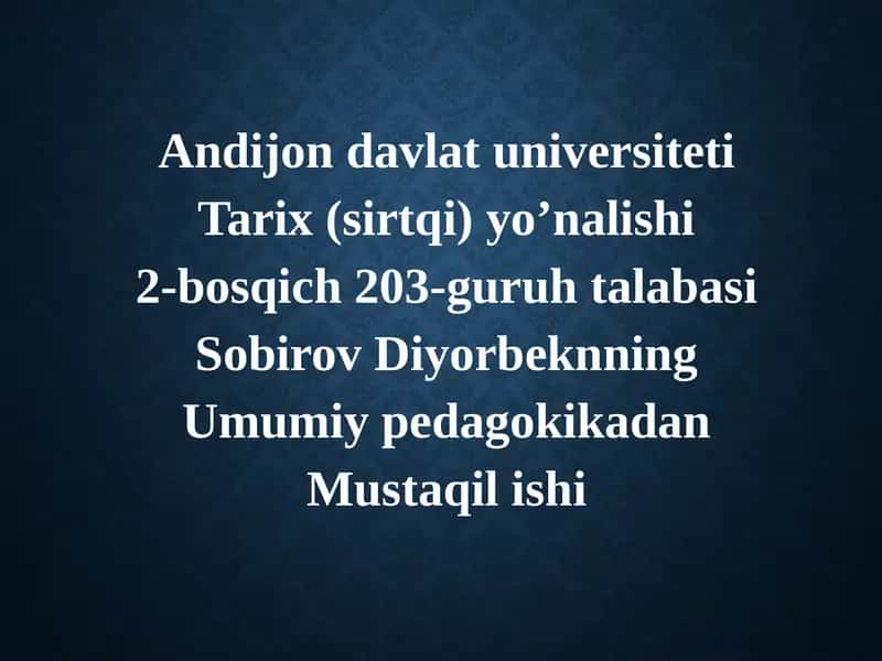 Ta’lim metodlari va vositalari: tahlil mavzusi