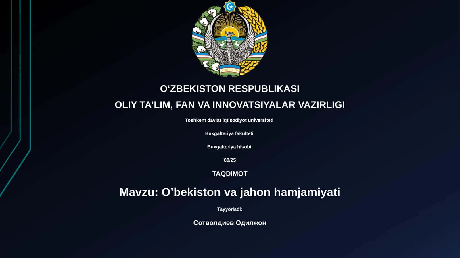 O'zbekiston va jahon hamjamiyati
