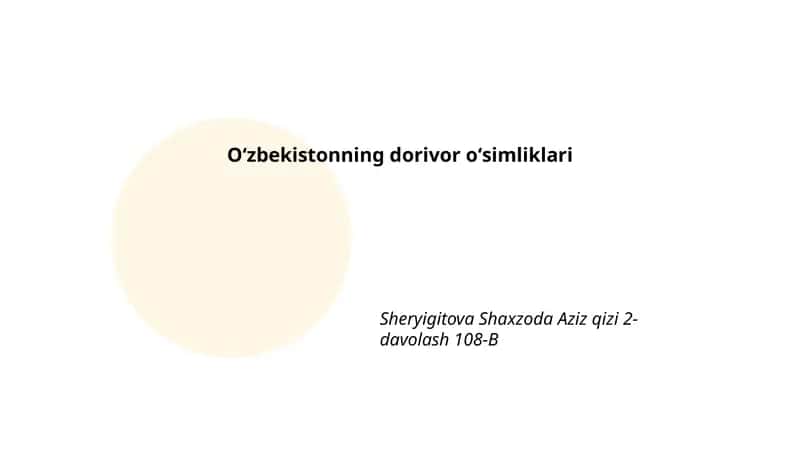 Oʻzbekistonning dorivor oʻsimliklari