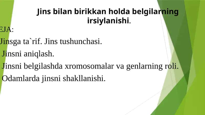 Jins bilan birikkan holda belgilarning irsiylanishi.