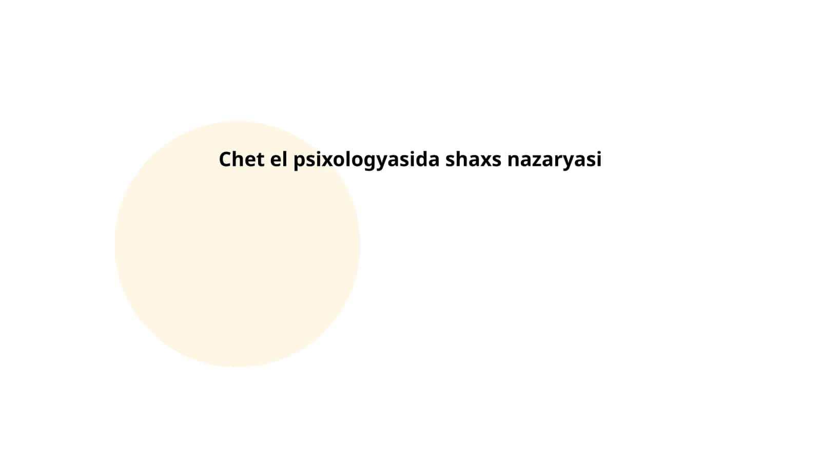 Chet el psixologyasida shaxs nazaryasi