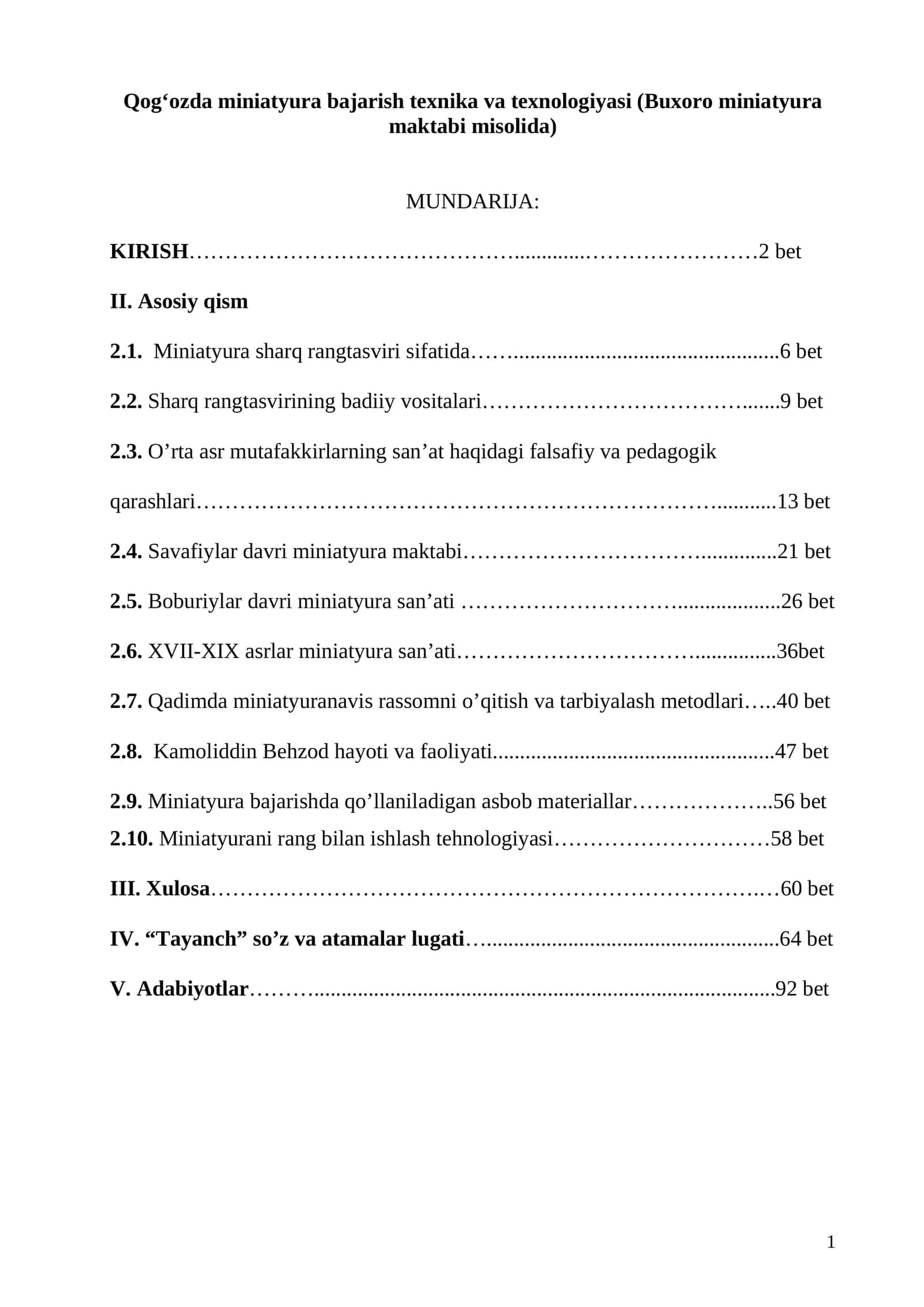 Qog‘ozda miniatyura bajarish texnika va texnologiyasi (Buxoro miniatyura maktabi misolida)
