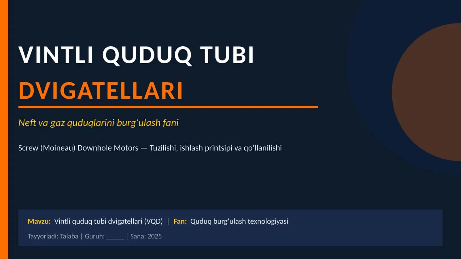 Vintli quduq tubi dvigatellari taqdimot