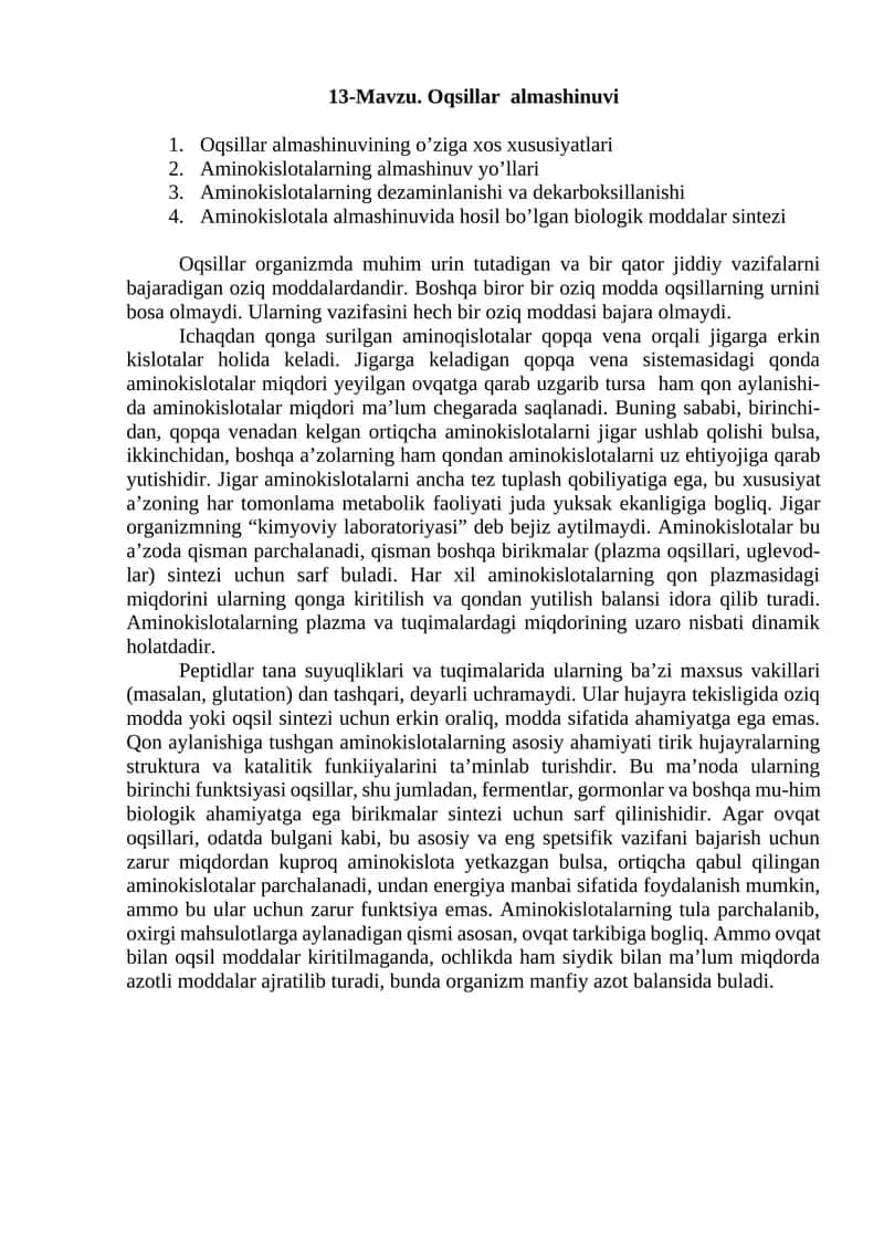 Oqsillar almashinuvi