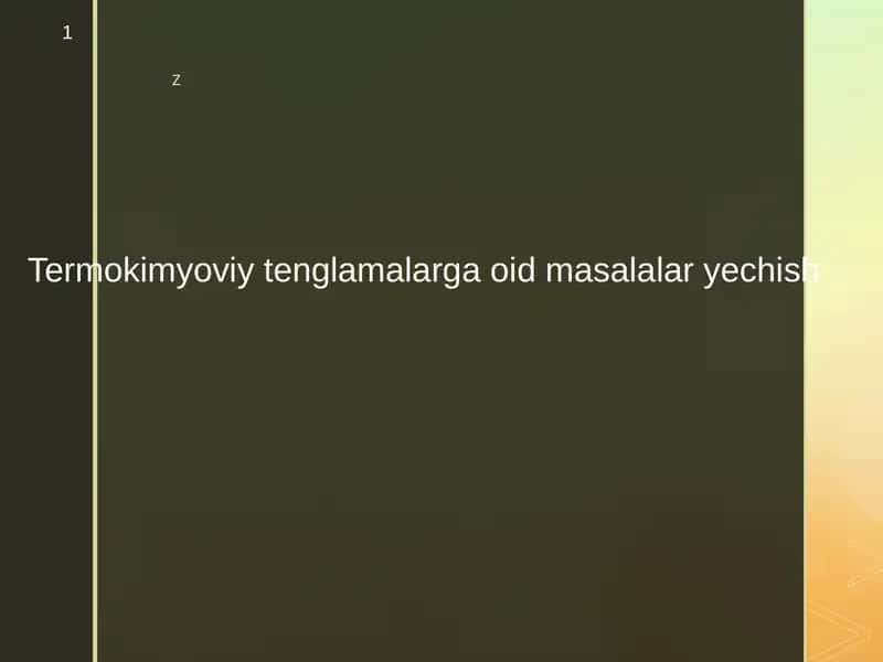 Termokimyoviy tenglamalarga oid masalalar