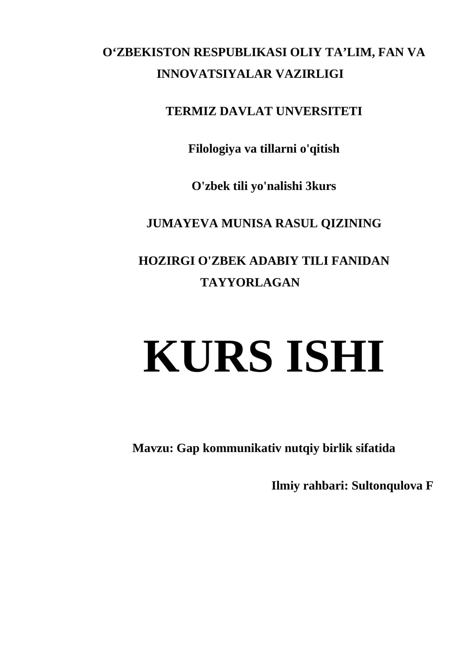 Gap kommunikativ nutqiy birlik sifatida