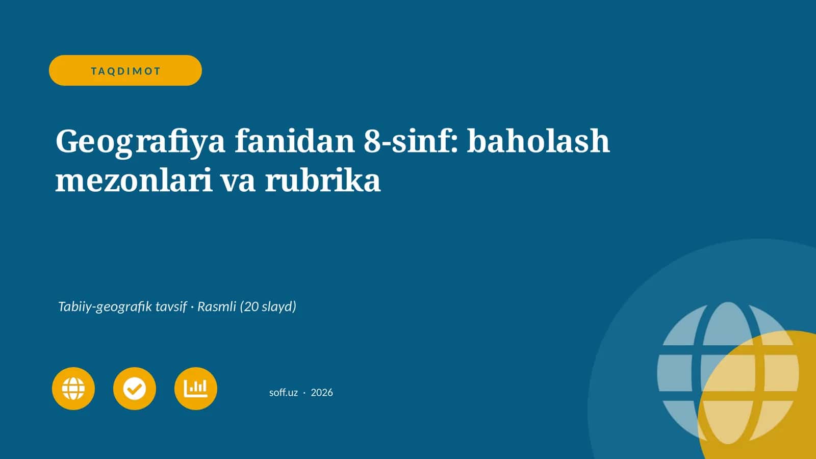 Geografiya fanidan 8-sinf: baholash mezonlari va rubrika