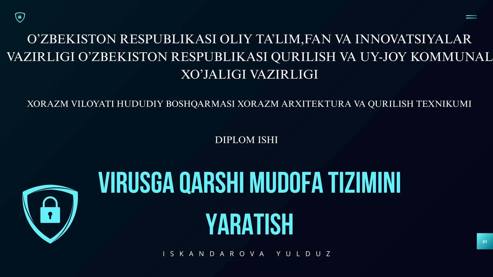 VIRUSGA QARSHI MUDOFA TIZIMINI YARATISH