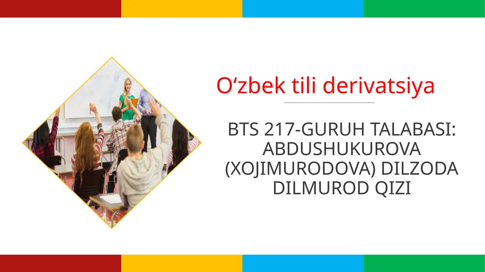 Oʻzbek tili derivatsiyasi