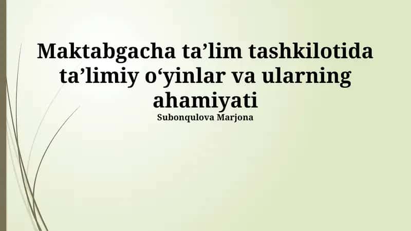 Ta'limiy O'yinlar va ularning Ahamiyati