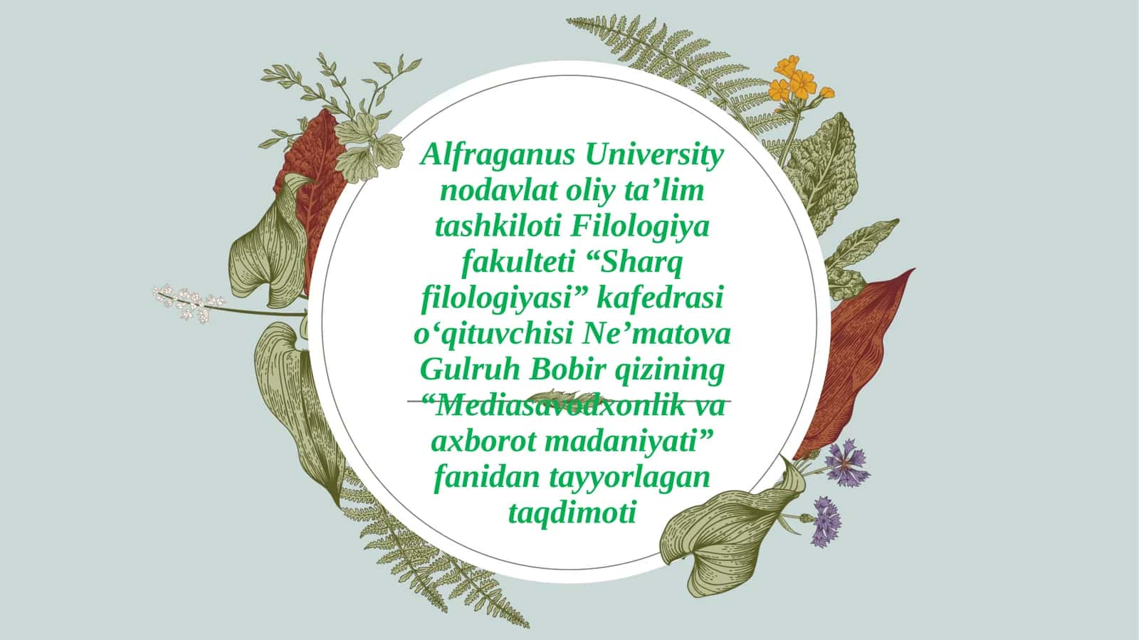 Mediasavodxonlik va axborot madaniyati fanidan ta’lim