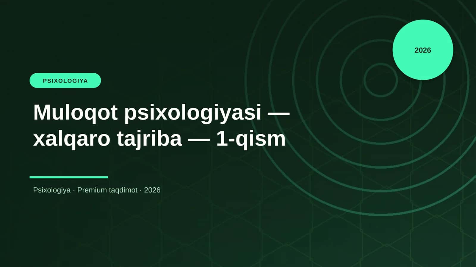Muloqot psixologiyasi — xalqaro tajriba — 1-qism