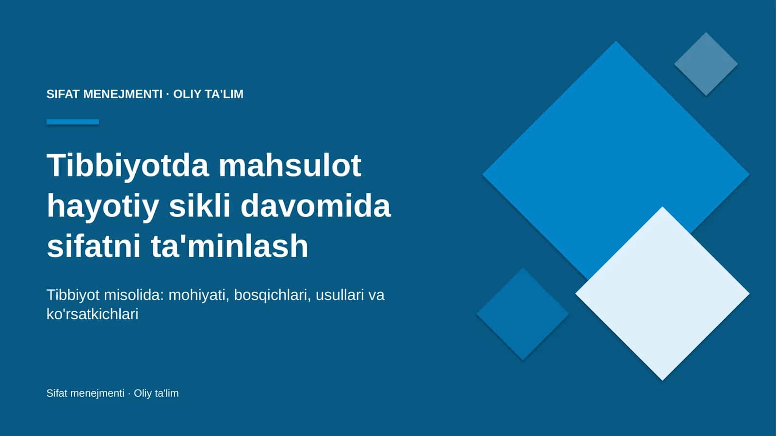 tibbiyotda mahsulot hayotiy sikli davomida sifatni ta'minlash 8701