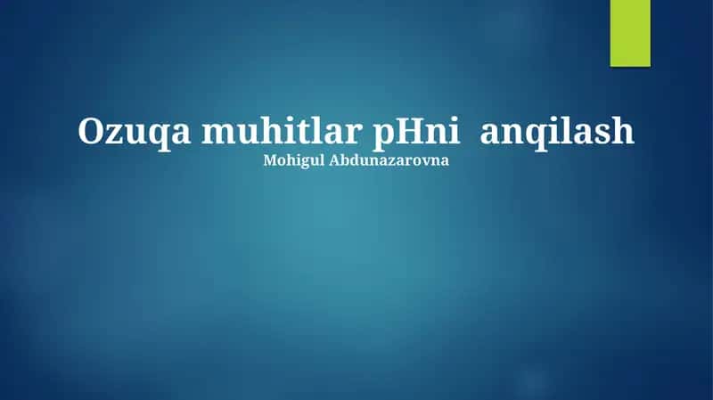 Ozuqa muhitlar pHni anqilash
