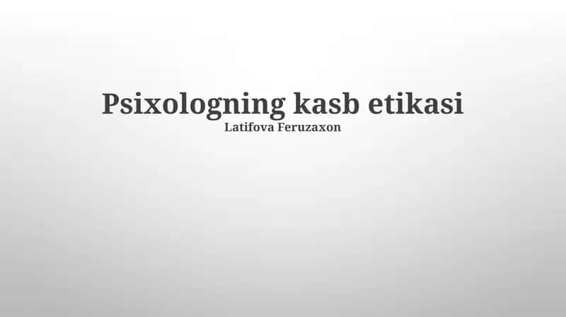 Psixologning kasb etikasi