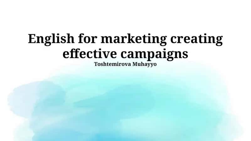 English for Marketing Creating Effective Campaigns