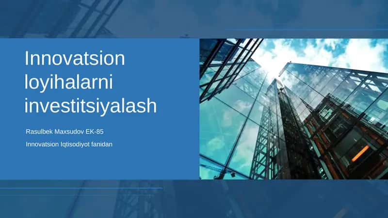 Innovatsion loyihalarni investitsiyalash